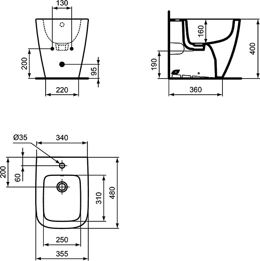 Биде напольное Ideal Standard I.Life S T459501, белый