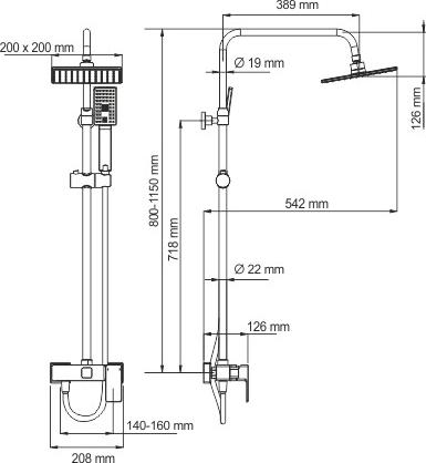 Душевая стойка WasserKRAFT A17702, хром