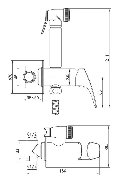 Душ гигиенический Aquanet Atletic 225485 хром