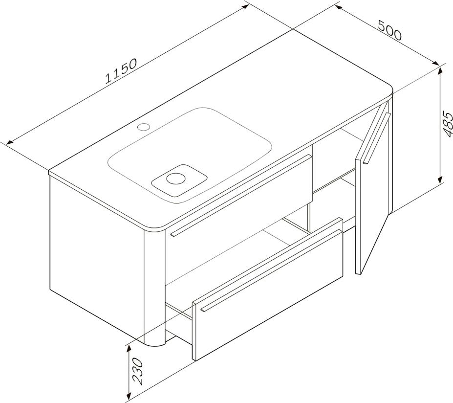 Тумба для комплекта Am.Pm Awe M15FHL1153VF 115 см L венге фактурная