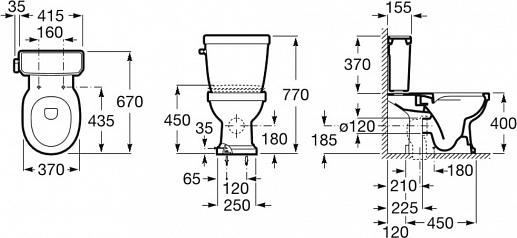 Чаша напольного унитаза Roca Carmen Rimless 3420A7000