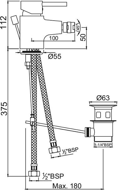 Смеситель для биде Jaquar Florentine FLR-CHR-5213B, хром