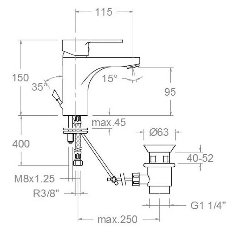 Смеситель для раковины Ramon Soler Rs-Q 930102VA1167 хром