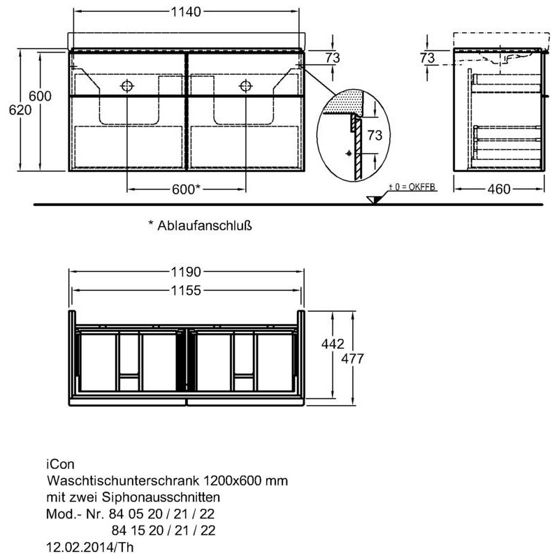 Тумба для комплекта Geberit iCon 841521000 119 см, тёмно-серый матовый