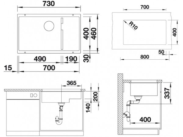 Кухонная мойка Blanco Subline 700-U Level 527172 мягкий белый