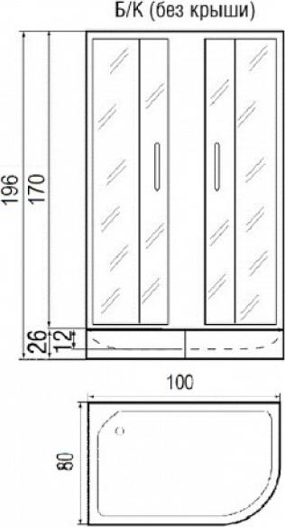 Душевой уголок River 120*80*170см Don 120/80/26 MT L