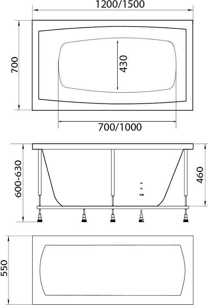 Акриловая ванна 1Marka Viola 120x70 01ви1270, без гидромассажа