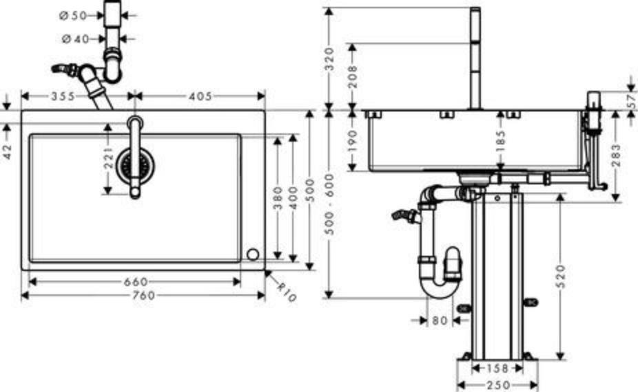 Кухонная мойка с встроенным смесителем Hansgrohe C71-F660-08 43202800