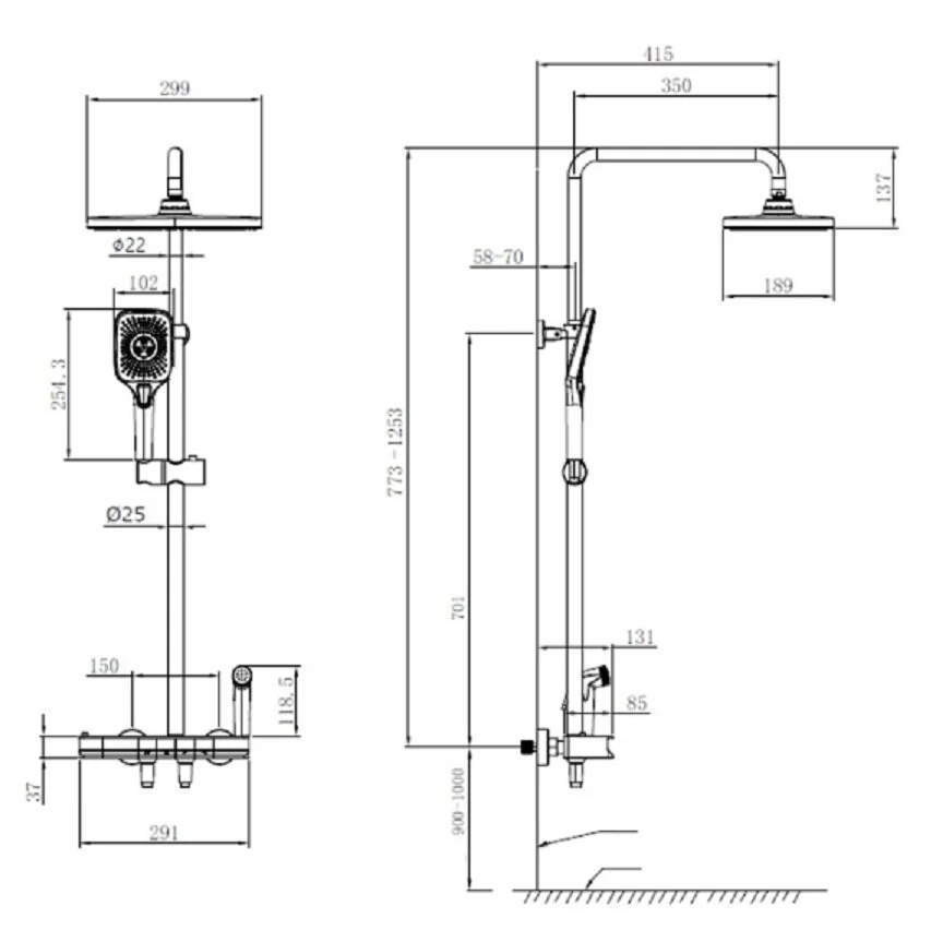 Душевая система Oulin OL-HT-2603 серый