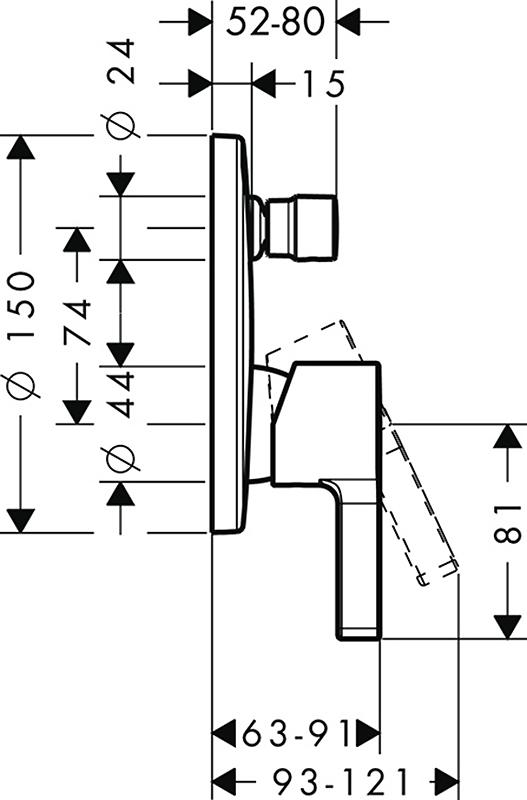 Смеситель для ванны с душем Hansgrohe Metris S 31465000, хром