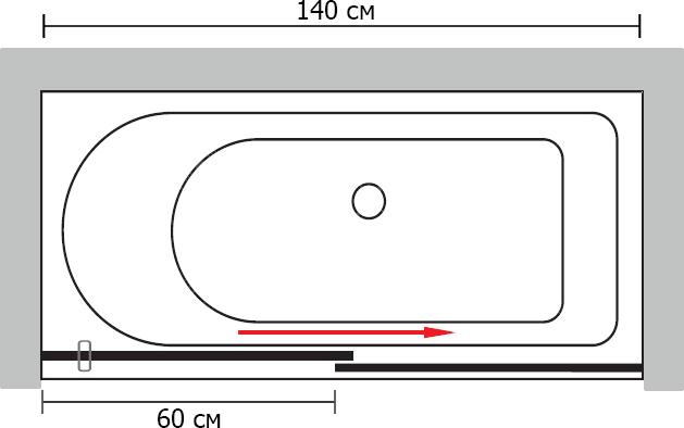 Штора для ванной GuteWetter Slide Part GV-862 правая 140 см стекло бесцветное профиль хром