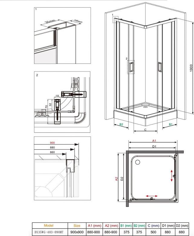 Душевой уголок Damixa Skyline 90x90 DX35WG-403-090MT, профиль хром, стекло прозрачное