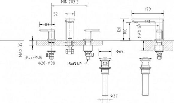 Смеситель на борт ванны Bravat Phillis F256101C-ENG, хром