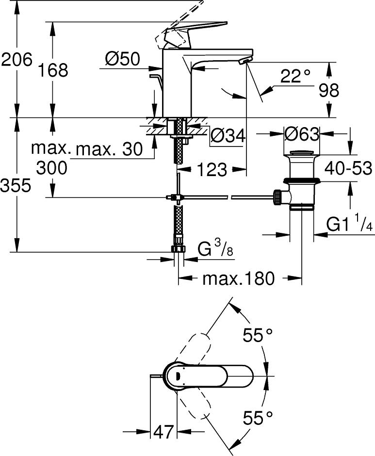 Смеситель для раковины GROHE Eurosmart Cosmopolitan 23325KW0 чёрный сатин