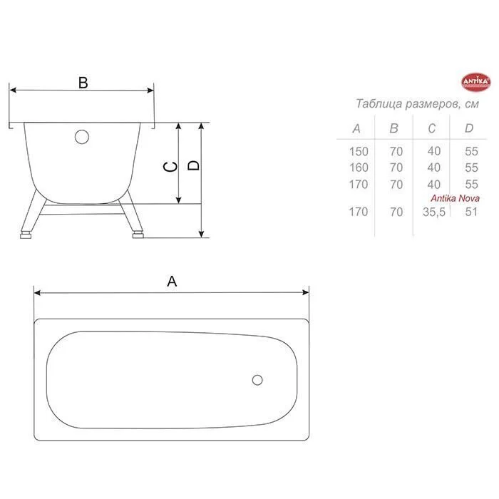Стальная ванна ВИЗ Antika 120х70 А-20901 белый