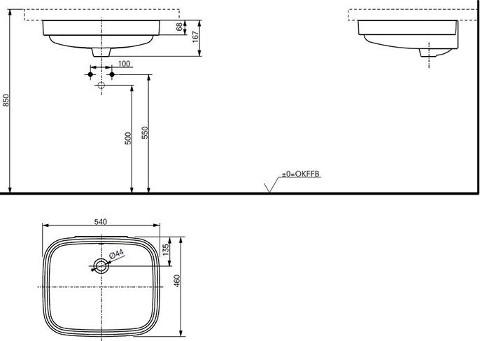 Раковина 54 см TOTO NC/Public LW765Y, белый