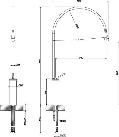 Смеситель для раковины Gessi Goccia 33610#031, хром