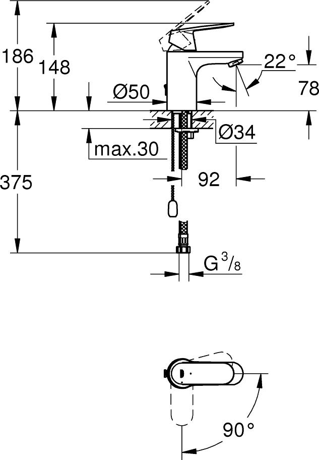 Смеситель для раковины Grohe Eurosmart Cosmopolitan 2337800E