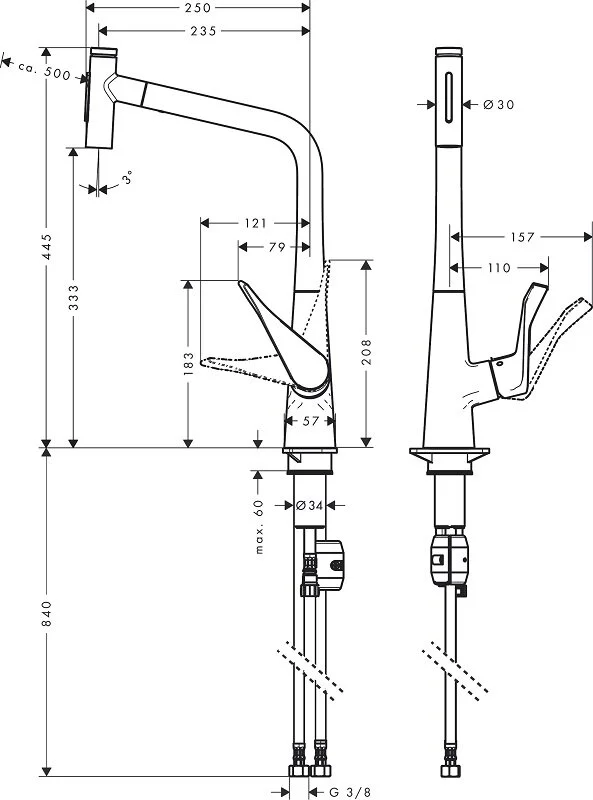 Смеситель для кухни Hansgrohe Metris Select 73820800 серый