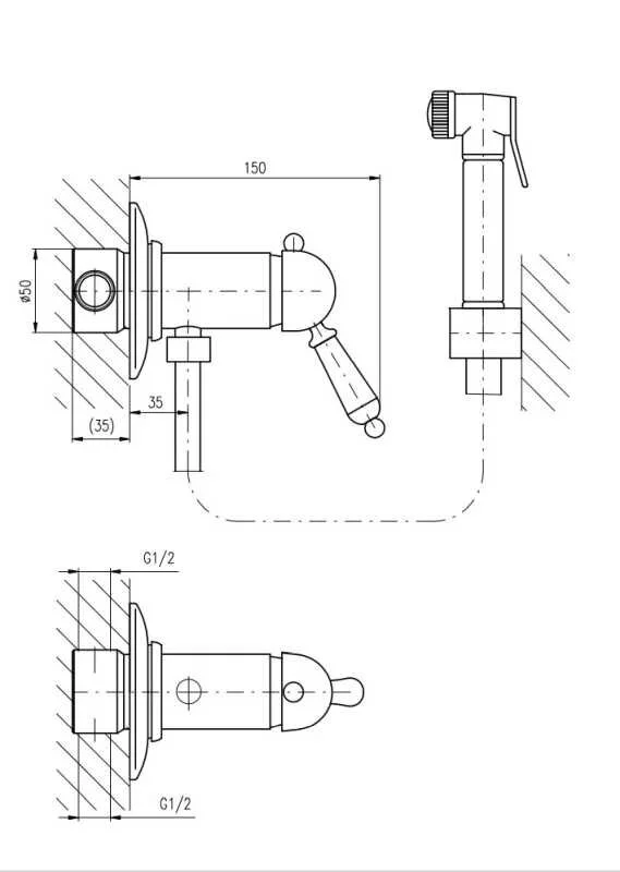 Душ гигиенический Rav-Slezak Labe L547/1Z золото,белый