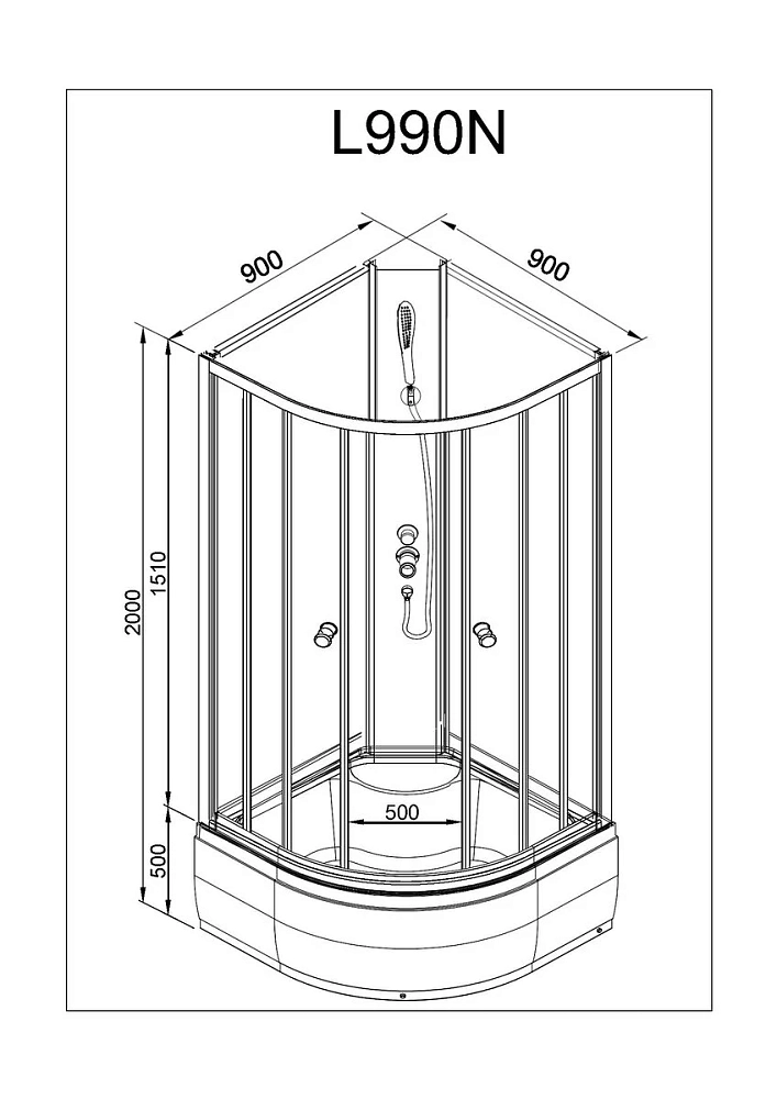 Душевая кабина Deto L L890NBLACK