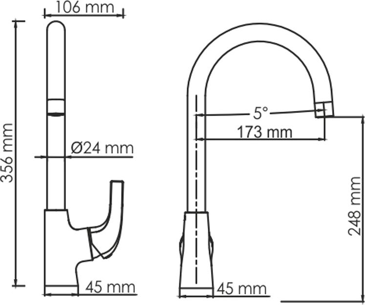 Смеситель для кухни Wasserkraft Sauer 7107, золото