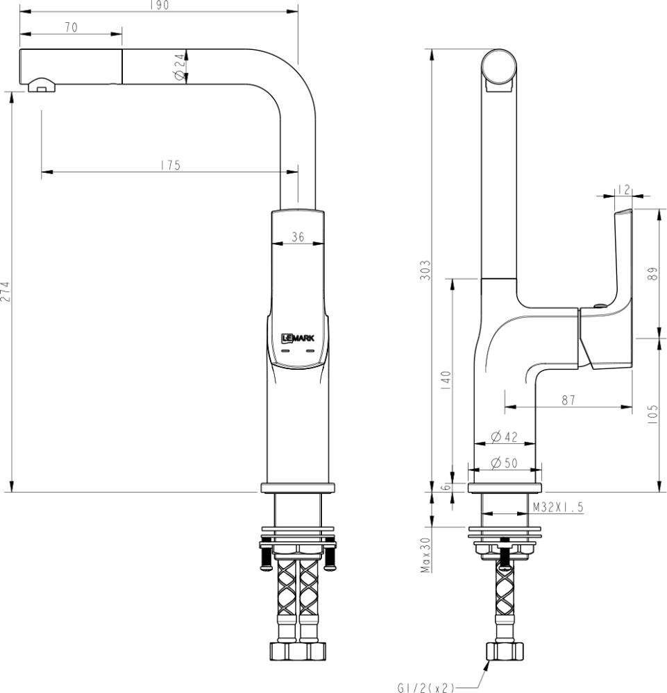 Смеситель для кухни Lemark Ursus LM7205BLR, золото / чёрный