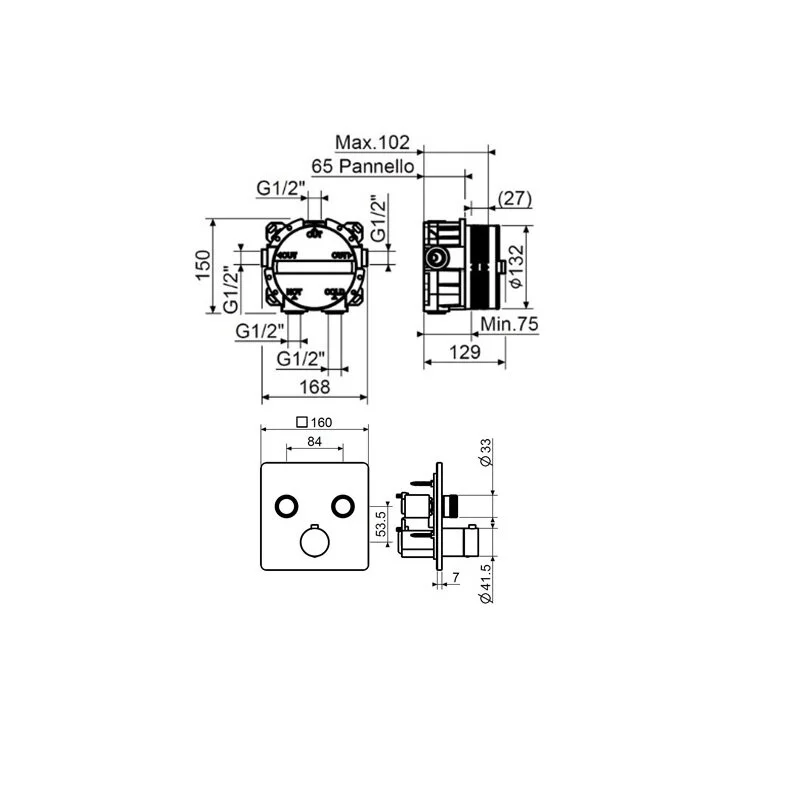 Смеситель для ванны с душем Plumberia Selection Psbox KITPSB2902CR хром