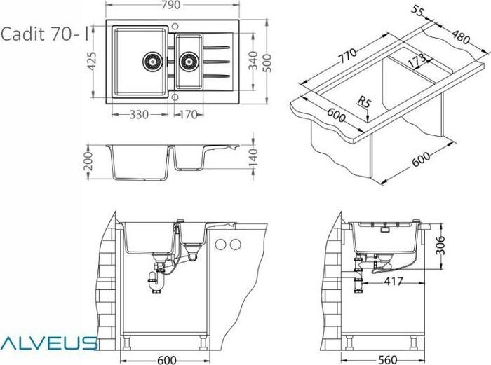 Кухонная мойка Alveus Cadit 70 Granital 1131358 terra