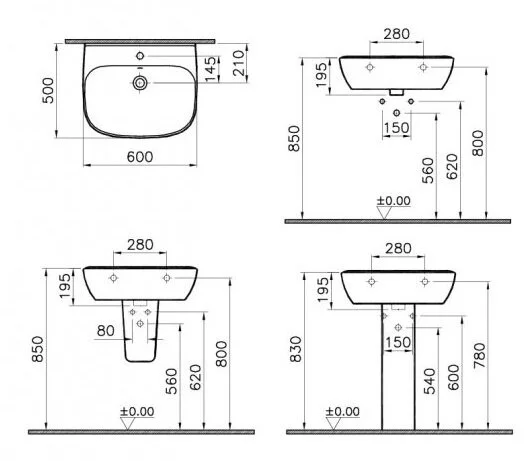 Раковина VitrA Zentrum 5633B003-0001 белый