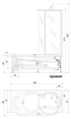 Акриловая ванна Jacuzzi Twin 9447-721A Sx/Dx белый