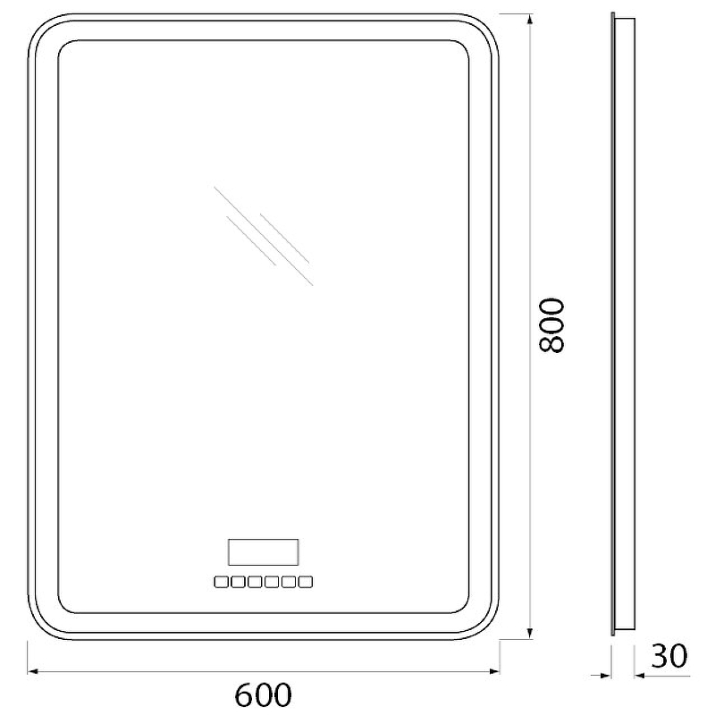 Зеркало BelBagno Marino SPC-MAR-600-800-LED-TCH-RAD 60 см, с подсветкой и сенсорным выключателем