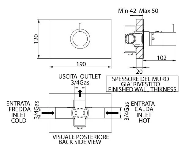 Смеситель для душа Bandini Stel 82492000CORE хром