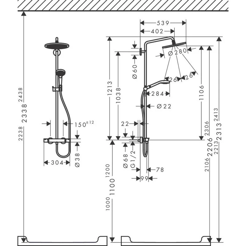 Душевая система Hansgrohe Croma Select S 26891990 золото