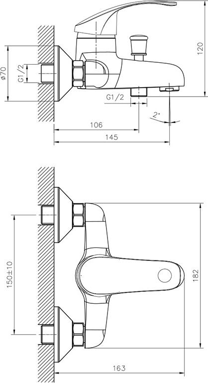 Смеситель для ванны с душем Decoroom DR71035, хром