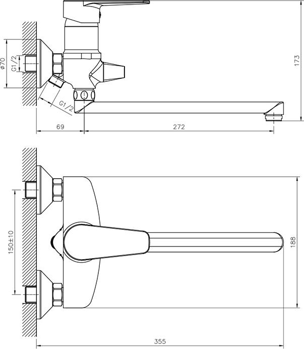 Смеситель для ванны с душем Decoroom DR72043, хром