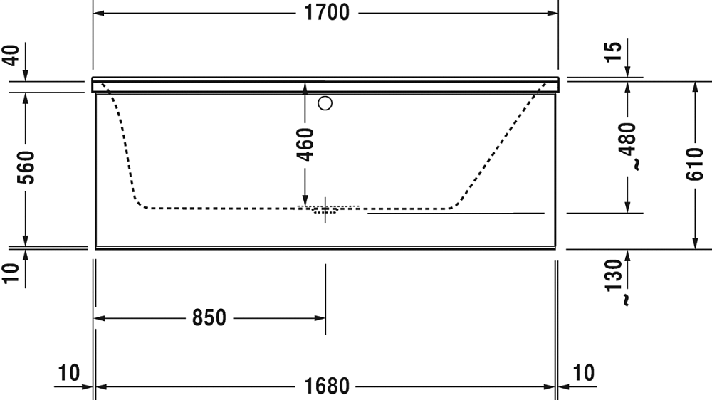 Акриловая ванна Duravit P3 Comforts 170x75 700376 с ножками 790100