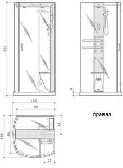 Душевая кабина Jacuzzi Mynima 9447-973A Sx/Dx