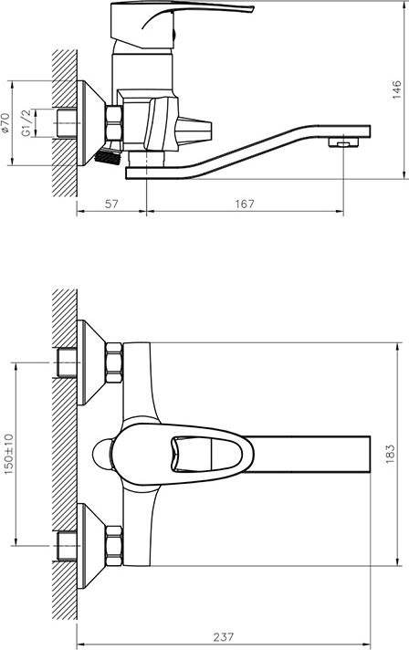 Смеситель для ванны с душем Decoroom DR70044, хром