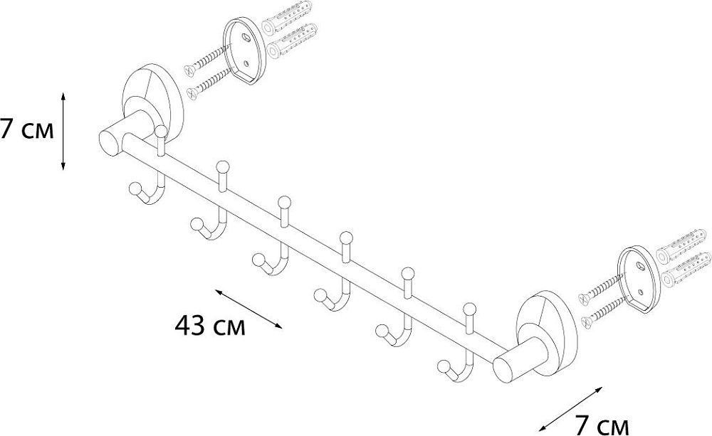 Планка Fixsen Europa FX-21805-6 хром 6 крючков