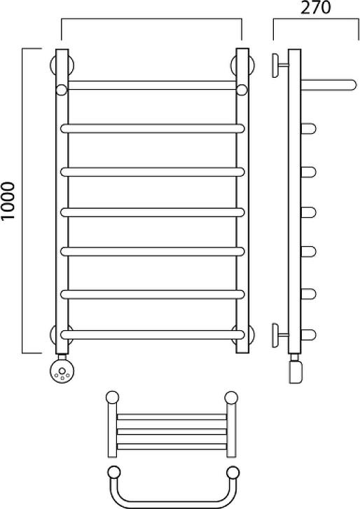 Полотенцесушитель электрический Aquanerzh Скоба 00-07A10060_R с полкой