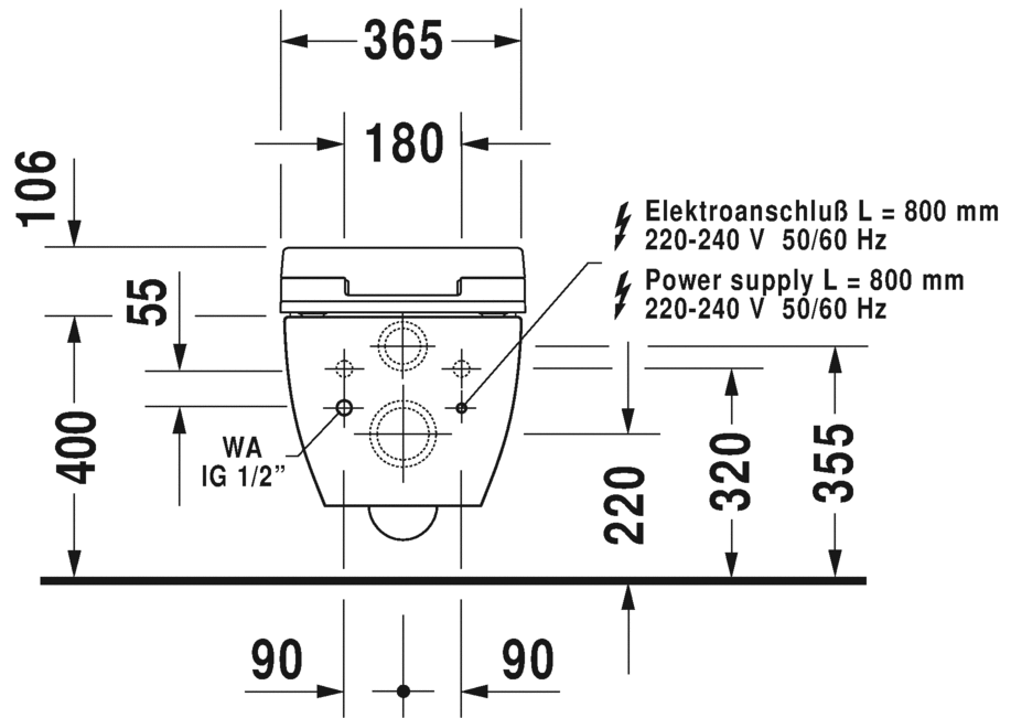 Подвесной унитаз Duravit Happy D.2 Rimless 2550590000 безободковый