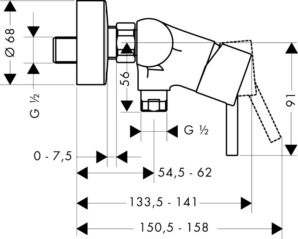 Смеситель для душа Hansgrohe Talis S2 32640000, хром