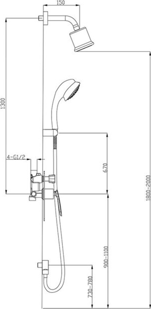 Душевой комплект Timo Helmi HelmiSX-4059/00-16SMchrom-white с внутренней частью