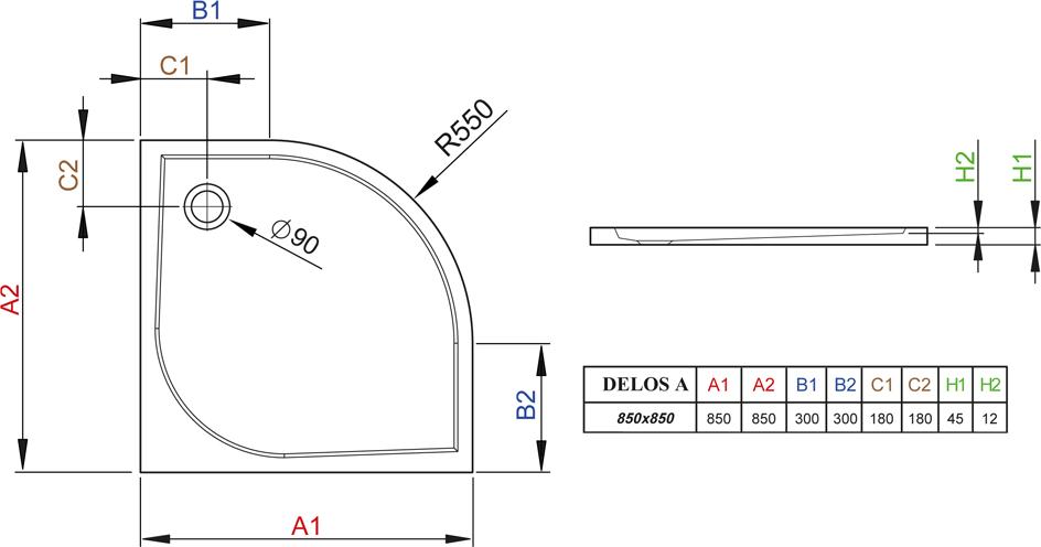 Поддон для душа Radaway Delos A850