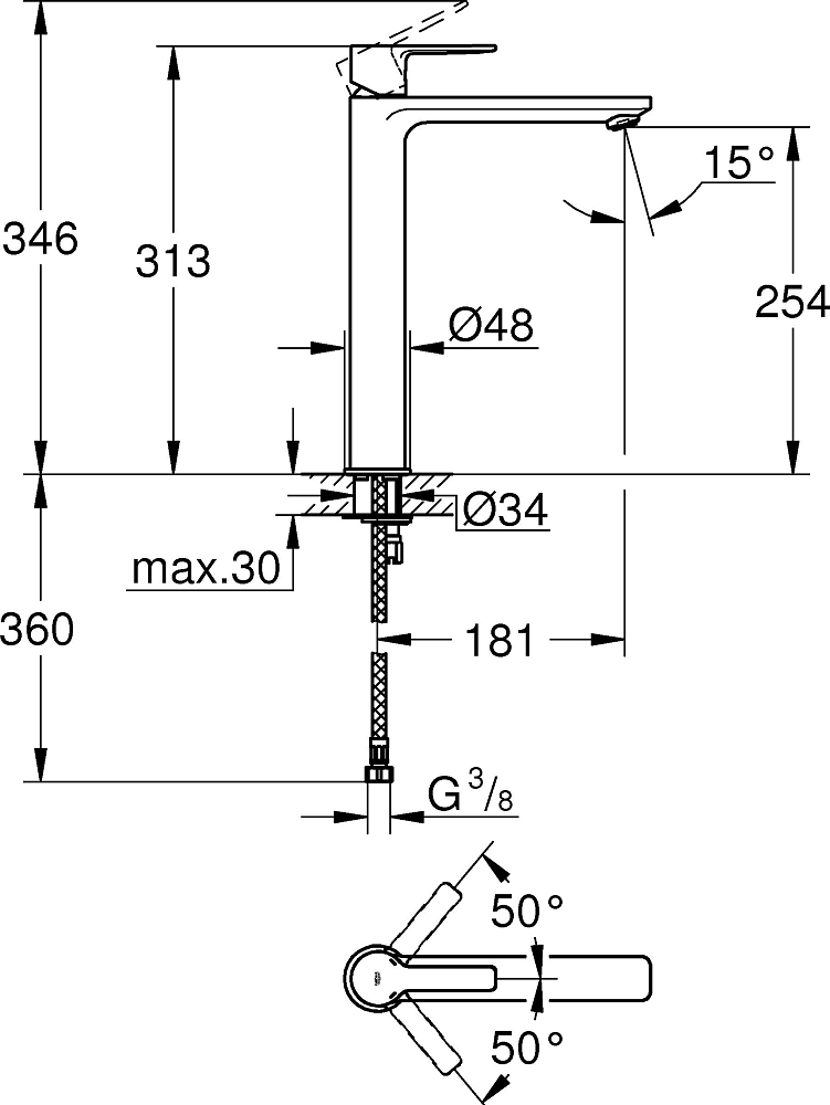 Смеситель для раковины Grohe Lineare New 23405DC1 суперсталь