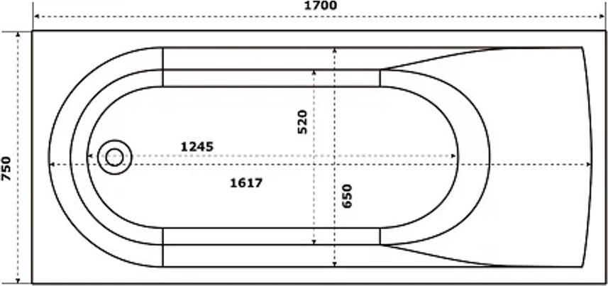 Ванна из литьевого мрамора Creto Present 170x75 см 21-1111, белый