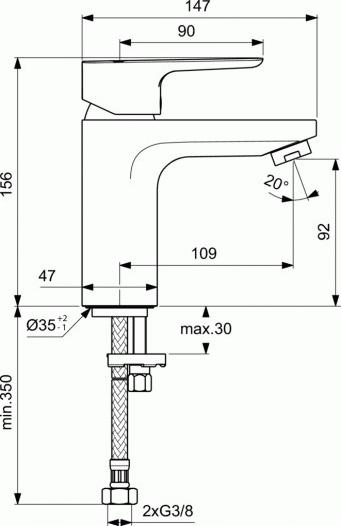 Смеситель для раковины Ideal Standard Ceraplan III BC567AA, хром