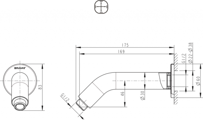 Кронштейн для душа Bravat Built-in D312C-RUS для душа