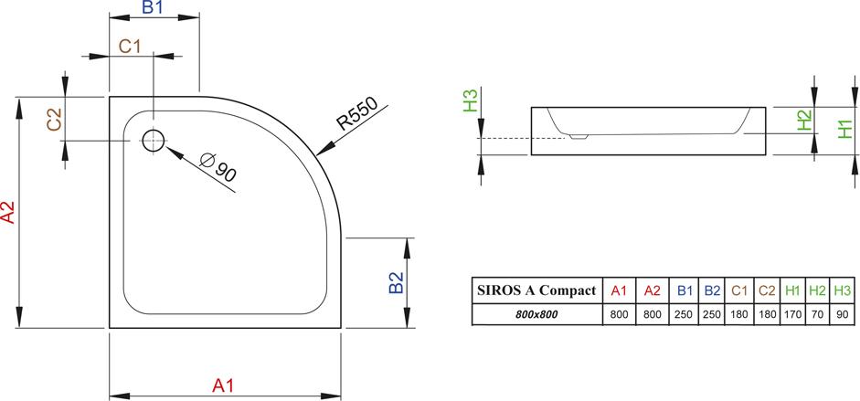 Поддон для душа Radaway Siros A800 compact